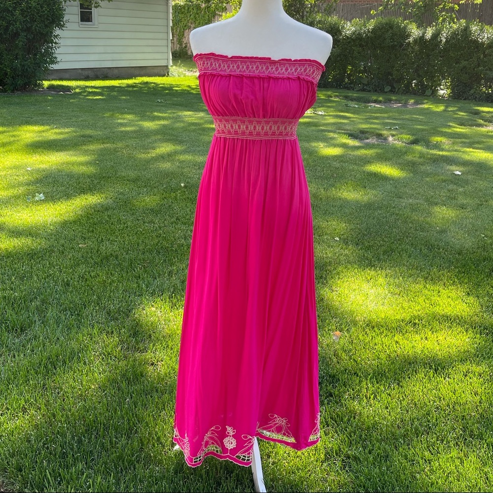 SOLD - American Rag Strapless Embroidered Maxi Dress - L